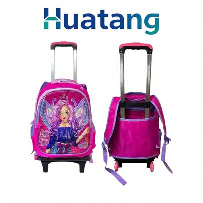 HuaTang Carrito para Mochila Escolar con 2 Llantitas  Y 3 Posiciones Ajustable Plegable
