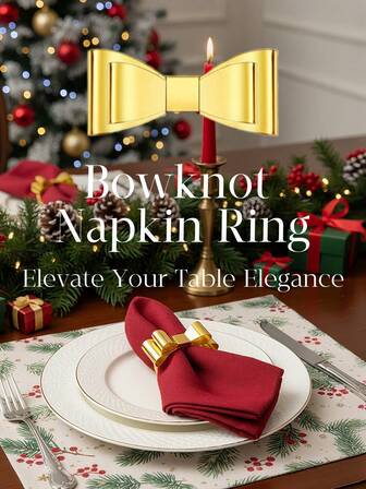 6 st rosettservettringar, eleganta gyllene servettringar för festliga fester och familjeåterföreningar under jul och Thanksgiving