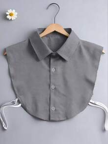 5-Piece/4-Piece/3 Pieces2 Pieces/1-Piece Solid Color Versatile Bachelor's Gown Graduation Gift With Detachable Collar, Shirts, Formal Occasion Business Blue And White Bright Color Mock Collar, Suitable For Daily Wear Paired With Sweaters And Suits - Multicolor - View 15