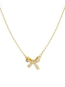 1pc Fashionable Niche Bow Tie Necklace, Accessory For Girls' Daily Wear - Gold - View 5