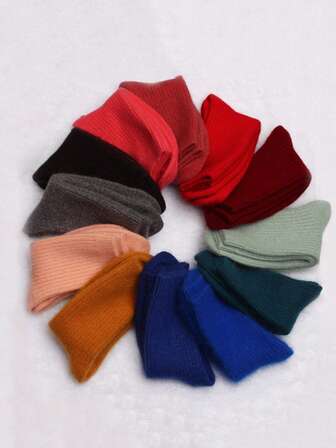 1 Par de Meias de Lã Grossas de Tubo Médio de Coelho Fashionáveis e Confortáveis para Mulheres no Inverno