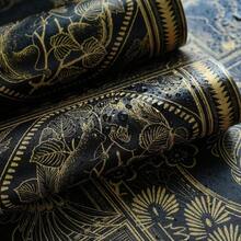 Erfoni Black And Gold Wallpaper Vintage Peel And Stick Wallpaper Special Animals Pattern Contact Paper Stick And Peel Self Adhesive Removable Wall Paper For Countertop Cabinets Covering 78.7x17.7 - 蒙特內哥羅 - 查看 2