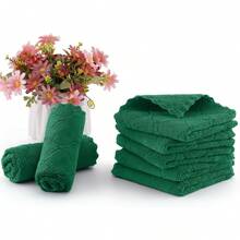 12 Pack Kitchen Dish Cloths (10 X 10 Inches, Cream Yellow), Super Soft And Absorbent Coral Velvet Dish Towels, Nonstick Oil Fast Drying Microfiber Cleaning Cloth, No Lint Household Dishcloths, 2025 - 墨綠色 - 查看 4