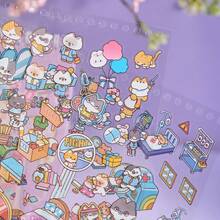 20pcs Large Size Yoyo Town Miniature Scene Sticker Book, Includes 8 Different Scenes & 10 Sticker Sheets, 3D Cartoon House DIY Landscape Decoration Sticker Scrapbooking Supplies School Supplies - Multicolor - View 9