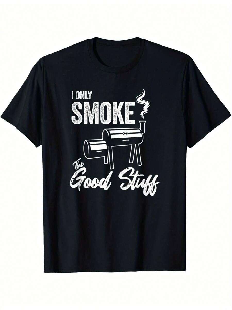 Camisa de hombre con estilo de barbacoa divertido - Diseño "Solo succiono lo bueno", de algodón, cómoda y transpirable, perfecta para salidas casuales y deportes, disponible en tallas S a 3XL, tallas grandes - Negro - Ver 1