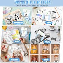 Mini Thermal Label Printer, Includes 5 Rolls Of Paper, Portable Wireless Inkless Printer, Compact Pocket Printer, Suitable For Photos, Diaries, DIY - X6 Blue + 5 Rolls Of Stickers - View 11