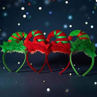 1 Pack Vintage Cute Hat Headbands - Christmas Costume Hairbands With, Polyester Party Accessories For Women, Holiday Festive Decorations