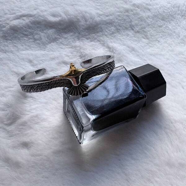 1pc Punk Style Vintage Distressed Thai Silver Eagle Cuff Bracelet, Suitable For Parties, Gifting Friends, Daily Wear