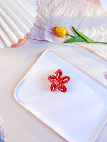 6 Colorful Electroplated Plumeria-Shaped Hair Clips, Hair Claw, Fresh And Sweet Style, Fashionable Hair Accessories For Girls, Versatile Fashion Hair Clutch - 6pcs - View 4