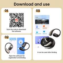 150种语言翻译，永久免费，双耳模式，实时录音，LED数字电量显示，OWS挂耳式无线耳机，内置电容式麦克风，深沉低音，Type-C充电盒，适用于音乐、游戏、健身等场景，兼容/Android/iPad/iOS，耳机，AIR - 彩色 - 查看 6