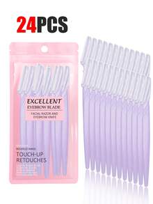 30pcs Exquisite Bagged Men's And Women's Facial Razors, Eyebrow Trimmers And Facial Hair Removers, Facial Hair Removal, Men's And Women's Facial Razors, Hair Trimming Tools, With Precision Sleeves, Hair Removers, Eyebrow Trimmers, Easy To Carry For Travel 1/3/6/12/24pcs (Pink)