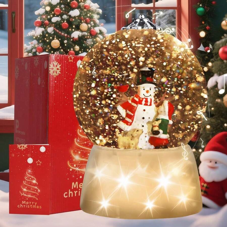 [360 °   Rotaciones Luz deúsica de Bola de Nieve de Navidad,Decorativa de muñde Nieve de Navidad con función de Temporizador,8úsica (.48 x 4.33'') - 1 - Ver 1