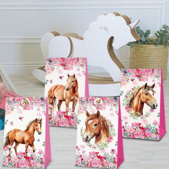 4/8/12Pcs/Set New Theme Party Gift Bags, Birthday Party Decorations, Gift Packaging Bags, Paper Bags,Suitable For Birthday, Halloween, Christmas And New Year PartySupplies