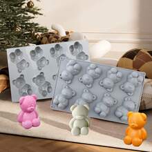 1pc Cute Bear Shaped Silicone Cake Mold, Cartoon Baking Mold For Making Candy, Cake, Chocolate, Fruit Ice, Cake Decoration, Candle, Handmade Soap, Etc. - Gray-732 - View 5