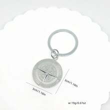 1个复古不锈钢指南针造型钥匙扣，男女通用钥匙圈，时尚配饰，包包挂饰，钥匙扣，方向指示礼物