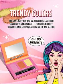 MISSLYN 三色眼影盘，配有镜子和眼影刷，哑光、珠光和闪片三种质地，柔滑配方，适合敏感肌肤。彩妆品牌，适合女性和女孩的脸部彩绘，冬季必备，Y2K风格，时尚百搭，生日礼物、情人节礼物、派对必备、新年礼物，色彩搭配和谐，无动物实验，纯素配方。 - 99 OH SO BRIGHT! - 查看 4