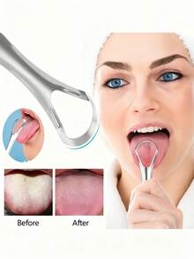 2 Pieces/Set Stainless Steel Tongue Scraper Oral Cleaning Tool, Reusable Tongue Brush, Suitable For Living Room, Home, Bedroom, Bathroom Home Decoration, Travel Supplies, Weddings, Parties, Birthdays, Gifts For Men, Moms, Dads, Friends, New Year, Accessories, Fun Gifts.