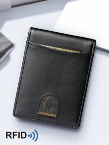 Cartera de hombre de fibra de carbono/tejido plano con RFID, diseño de clip para billetes y múltiples ranuras para tarjetas, cartera de negocios de moda portátil, tarjetero, monedero, cartera pequeña, cartera de cuero, regalo para hombres, regalo para papá