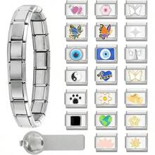 Italian Charms Bracelet Sets With 1Pcs Starter Brascelet 9Pcs Charms 9mm Italian Modular Charm Bracelet Module Jewelry Gifts - B-入門手鍊套裝-20件 - 查看 1