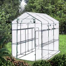 WARMTOBABY Outdoor Walk-In Greenhouse With 6 Shelves, Weather-Proof Plant House Tent, UV-Resistant Garden Greenhouse With Mesh Windows & Sturdy Iron Frame - Đen và trắng - Xem 3