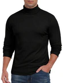 Men's Turtleneck Long Sleeve Thermal Underwear Tops Basic Pullover Sweater Tees, And Warm - A03 海軍藍 - 查看 9