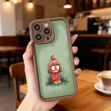 Cubierta de teléfono con borde negro y diseño de dibujos animados para iPhone 14 Pro Max en color verde claro con estampado de niña con cabello rojo y manzana en la cabeza ideal para uso diario en cafeterías y espacios urbanos Aplicable a los teléfonos de la serie Apple y Galaxy - Burdeos - Ver 5