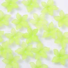 30pcs 26mm Flower Frosted Acrylic Beads Caps Mixed Color Loose Spacer Bead For Jewelry Making DIY Bracelet Necklace Accessories - 綠色 - 查看 7