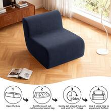Compressed Lazy Sofa In A Box, Boneless Couch Comfy Single Corduroy Sofa Chairs For Living Room, Bedroom ,Office, Apartment, No Assembly Required - Màu xanh lam - Xem 9