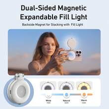 TELESIN Fun Shot Magnetic Phone Camera Grip + C03 Magnetic Selfie Light Bundle Kit Compatible With IPhone Magnetic & Android, Creator Kit For Selfies/Photography/Zoom Calls/Video White