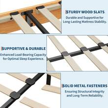 Twin Bed Frame, Platform Wood Bed Frame,And Metal Slat Support, 10.24-Inch Underbed Storage, Solid Wood Durability, Silent Stability, Easy Assembly  Twin Nature Platform Bed Frame,Solid Wood Bed With Strong Wooden Slats,No Box Spring Needed,Minimalist Bedroom Furniture,Contemporary Wooden Bed Frame,Easy Assembly - 松木 - 查看 6