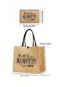 Best Auntie Ever Print Tote Bags, Linen Tote Bag, Hand Shopping Bag, Tote Bag, Lightweight Foldable Storage Bag,Women's Linen Large Capacity Tote Bag,Personalized Gift Bag,Zipper Beauty Bag,For Women Aunt Gifts Auntie Gifts,Best Aunt Ever Gifts,Gifts For Friends And Besties, Gifts For Mothers,Perfect Gift For Women,Suitable For Commuting, Shopping, And Back To School - Multicolor - View 11