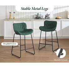 Chairus 2PCS Bar Stools PU Leather Metal Legs Orange (Bar/Kitchen) - Green - View 6