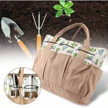 Borsa per attrezzi da giardino, set di borse per la spesa con 9 borse, organizer multiuso, portaborse in tela per pannolini - Castano - Visualizzare 7