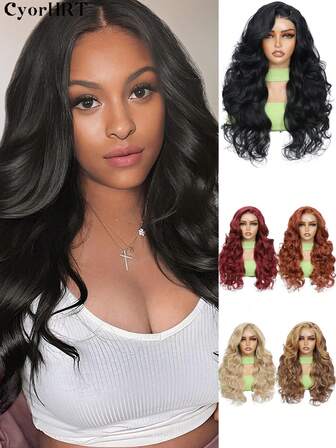 Synthetic 4X6 Glueless Wear And Go Lace Front Wigs 350# Rust Brown Color Glueless Lace Hair Women's Wig Yaki Body Wave Water Curly Wave Hair Wig For Women Wear Daily Party Holiday And Music Festival Glueless Lace Front Wigs