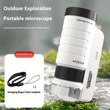 Grampus 60x-200x LED袖珍显微镜，便携式手持STEM玩具，适合儿童和成人，迷你显微镜，适用于学生科学实验室，用于微生物观察和户外探索。 - 彩色 - 查看 10