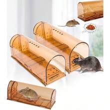 ThreeH Paquete de 2 Trampas Humanizado para Ratones Jaula ratonera de plástico Ligero Control de Plagas Captura en Vivo Marrón - Multicolor - Ver 5