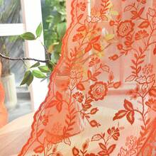 Lace Curtains 84 Inches Long - Rustic Branch Leaf Floral Patterned Ivory Sheer Lace Curtains For Living Room, Scalloped Macrame Country Sheer Curtain 2 Panels, 52 X 84 Inch, Cream/Ivory - 亮橙色 - 查看 6