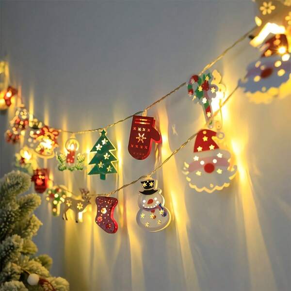Charming LED Christmas String Lights - 10LED/20LED Santa Claus, Snowman, And Other Designs - Battery Powered, Suitable For Indoor Holiday Decoration, Party Atmosphere, And Bedroom Embellishment, Suitable For Both Indoor And Outdoor Christmas Snowman Decoration