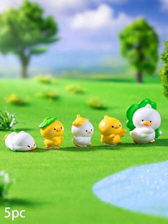 5pcs Cute Duckling Micro Landscape Ornaments, Creative Desktop Decor / Cozy Room Corner Arrangement, DIY Gardening Accessories, Healing Home & Room Soft Furnishing Decor