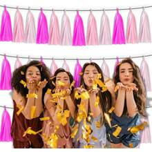 3P Metallic Fringe Tassel Banner Garland Foil Tinsel Streamer Wall Hanging Curtain Backdrop Banner For Parade Floats, Graduation Decorations, Father's Day Party Decoration(Silver)Halloween Christmas New Year - 瑪卡玫瑰紅 粉紅 淺粉紅 - 查看 6