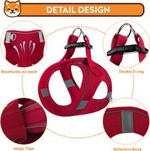 Dog Harness With Leash Set, No-Pull Step-In Reflective Pet Harness With 1 Leash Clips, Adjustable Soft Padded  Dog Vest Small Medium Large Dogs, Cats(Bright Red, XXXSmall)8GGY - Pink - View 4