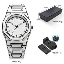 Reloj de cuarzo minimalista, reloj unisex de lujo ligero y resistente al agua con diseño simplista - Negro - Ver 14