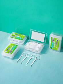 10/100支便携式牙线，一次性牙签，适合家庭/旅行，塑料旅行盒