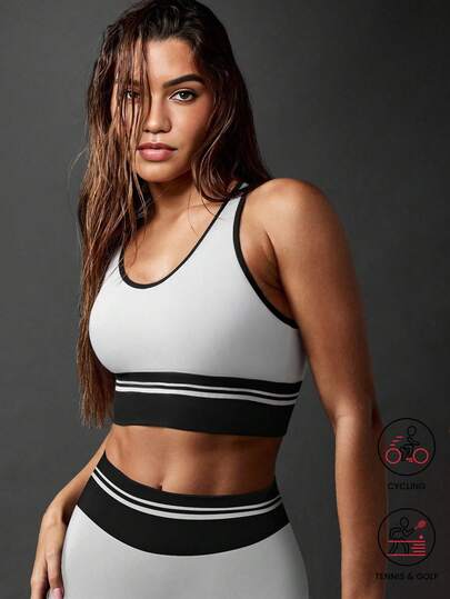 Yefecy 女士撞色拼接运动文胸