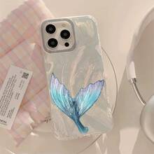 1 Funda de Teléfono Transparente IMD Suave con Patrón de Cola de Pescado Simple de Verano, Impermeable, Antihuellas, Resistente a los Arañazos, Adecuada para  16/16 Plus /  15/15 Plus, iPh, Funda de Teléfono de Moda, con Correa, Funda de Teléfono con Estampado de Leopardo, Funda de Teléfono a Prueba de Golpes, Cubierta Protectora Linda para , Cubierta de Teléfono para Uso Diario, Compatibilidad, Diseño de Cola de Pescado, Impresión de Alta Calidad, Cubierta Protectora Duradera, Adecuada para Entusiastas de la Moda, Propietarios de Smartphones - Colores mixtos - Ver 6