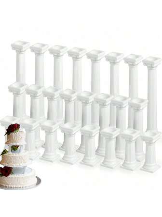 4件套翻糖蛋糕分层分隔支架，罗马柱式蛋糕多层架，阿曼柱式婚礼装饰支撑工具套装，适用于婚礼纸杯蛋糕展示