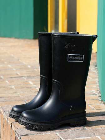 New Korean Style Women's Rain Boots, Tall & Thick, Waterproof, Anti-Slip, Suitable For Work, Outdoor, Garden, Restaurant, Kitchen, Gardening, Chef, Durable Rubber Overshoes