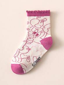 Disney 10/5双装袜子，可爱米妮和公主图案女童袜，透气卡通男童袜，保暖冬季儿童袜，圣诞礼物袜