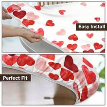 Water-Resistant Round Tablecloth With Elastic Edge For 40-44" Tables - Love-heart Small - View 5