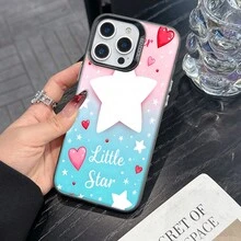 Colorful Silver Apple Phone CaseGlitter Little Star Baby Theme With Hearts And StarsCompatible With  11 To  17 Models The Cases Lens Protection Function Ensures The Camera Remains Undamaged During Shooting  Guaranteeing Image Quality